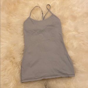 Gray and white tank